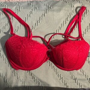 PINK Victoria's Secret Vibrant Red Lace Bra